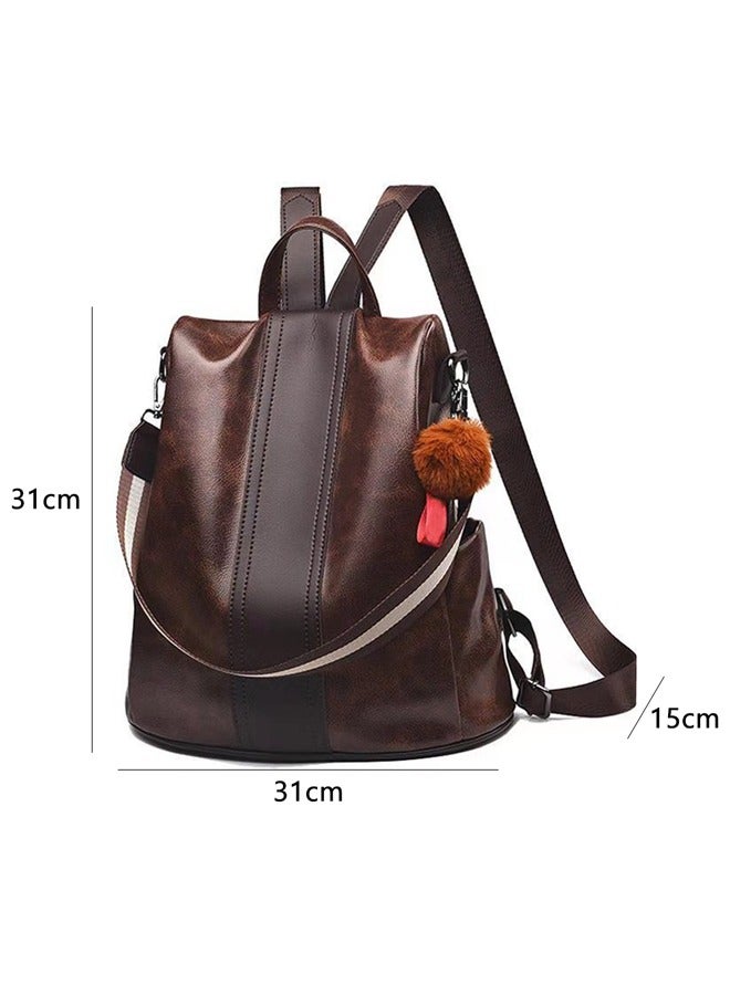 Backpack Purse for Women Soft PU Leather Anti-theft Rucksack Lightweight Hangbags Shoulder Bag for Women and Lady brown. - Image 2